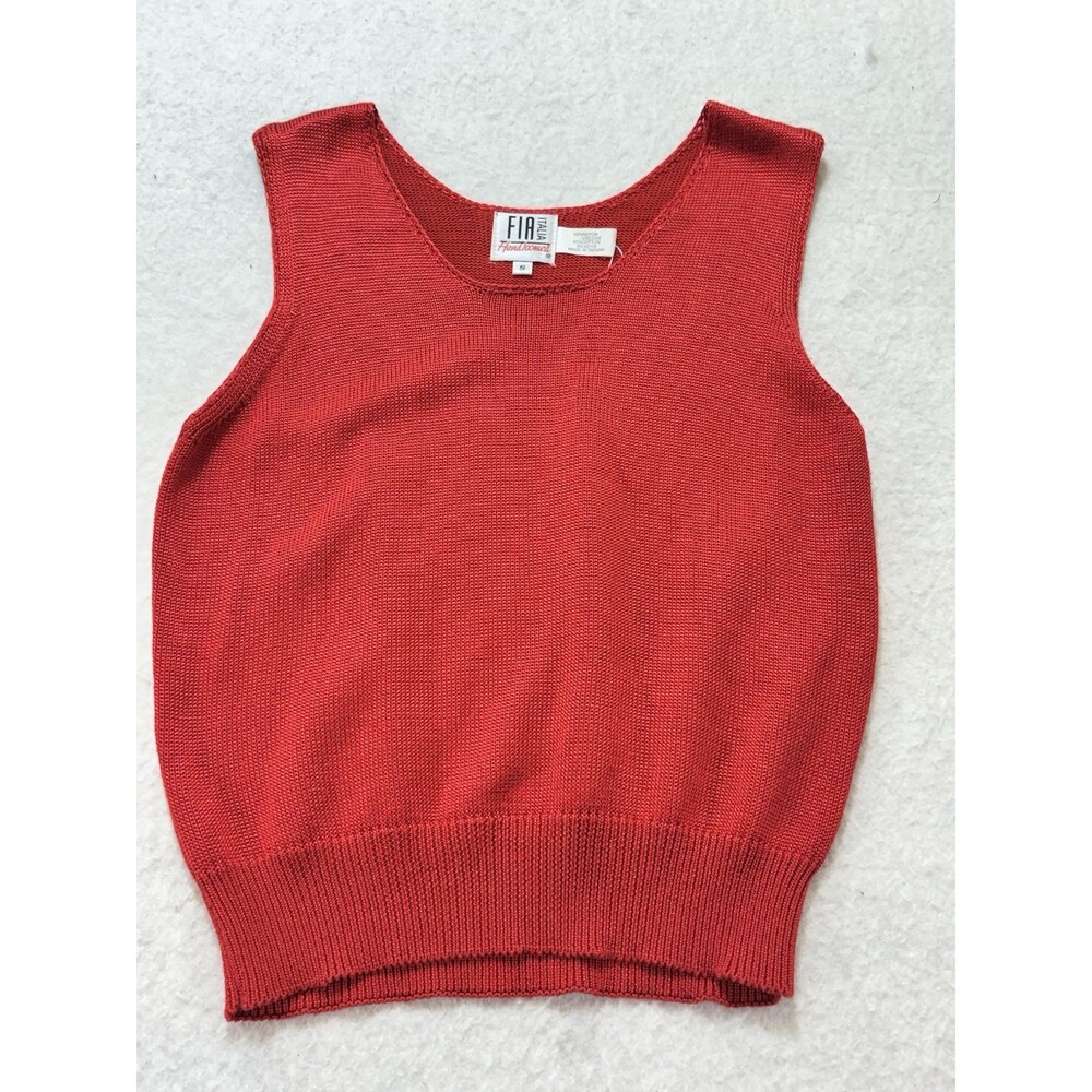 FIA Italia Hand Loomed Sweater Top Vintage Red Sleeveless Tank Women’s S